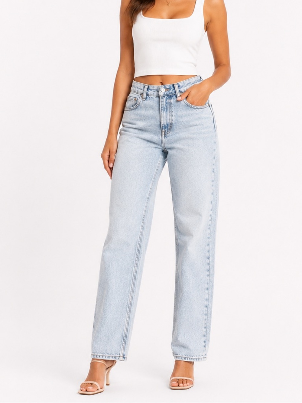 High-Rise Straight Leg Jeans in Light Wash